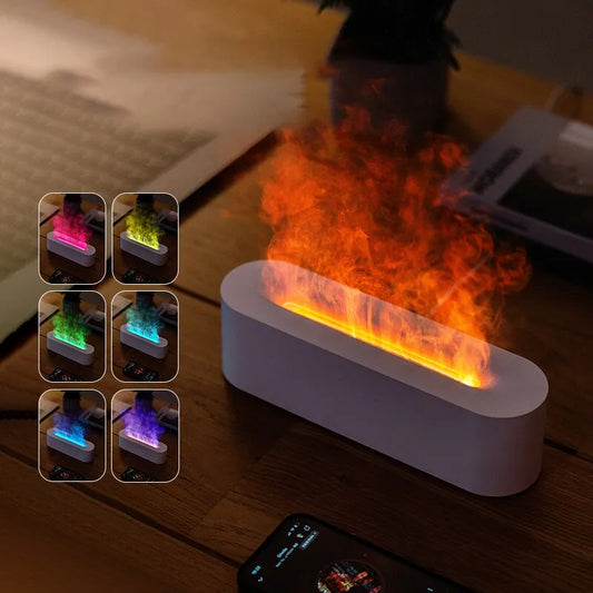 Difusor de Aroma y Humidificador RGB con Efecto de Llama